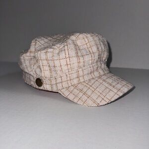 Steve Madden Cream and Tan Newsboy Cap